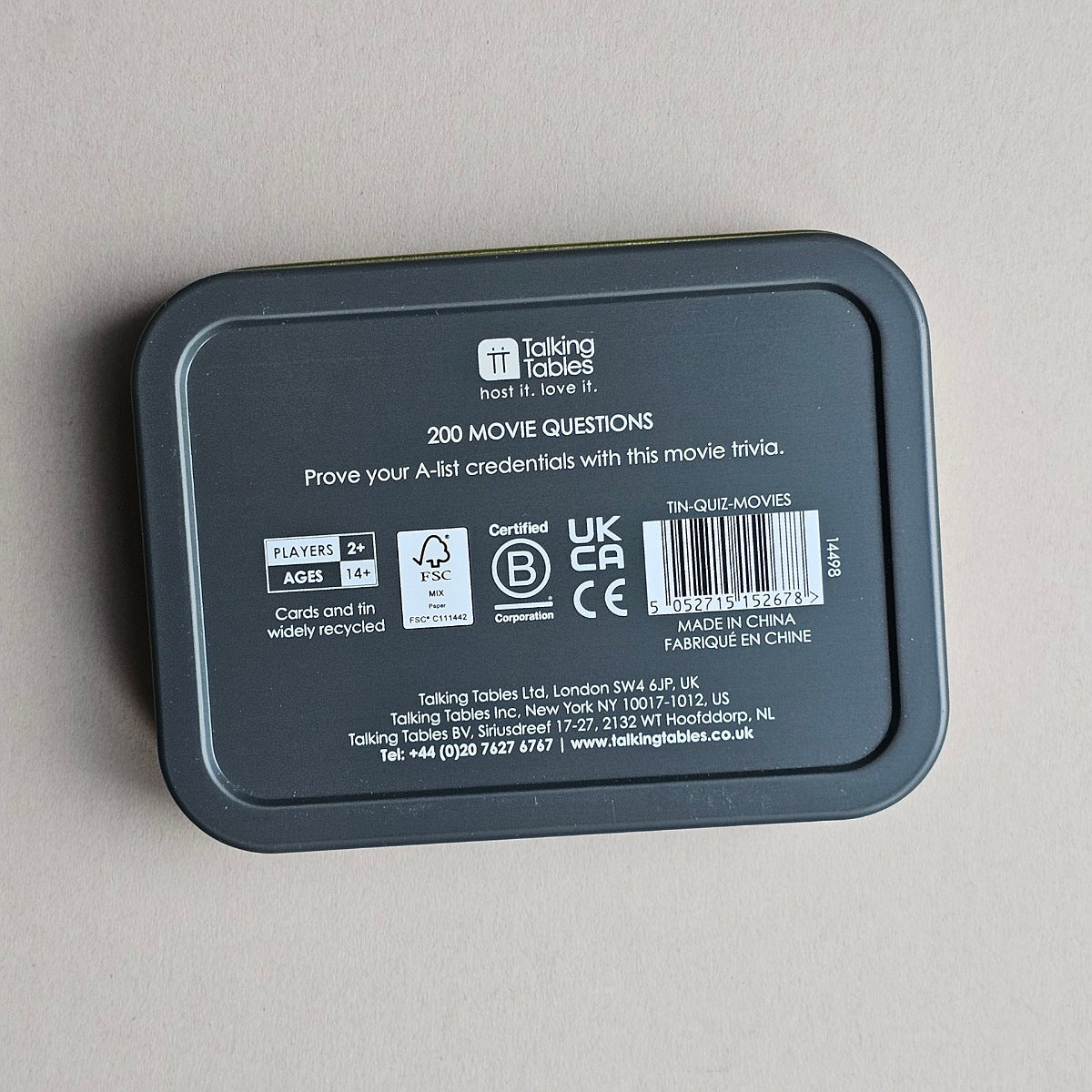 200 Movies Quiz Questions in a Tin
