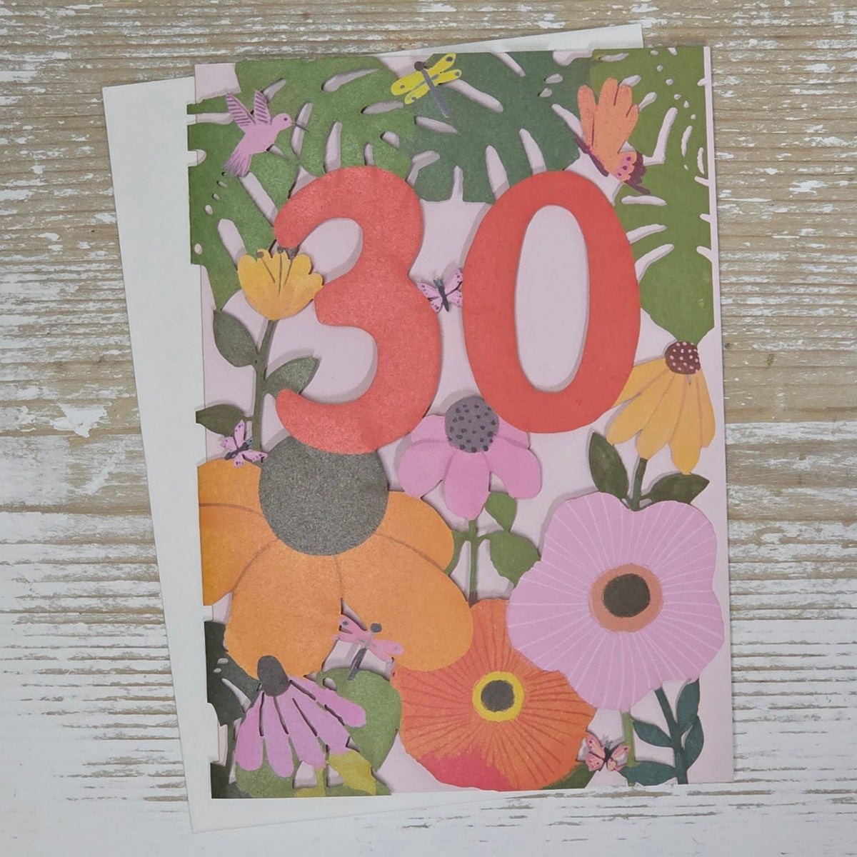 '30' Floral Lasercut Birthday Card