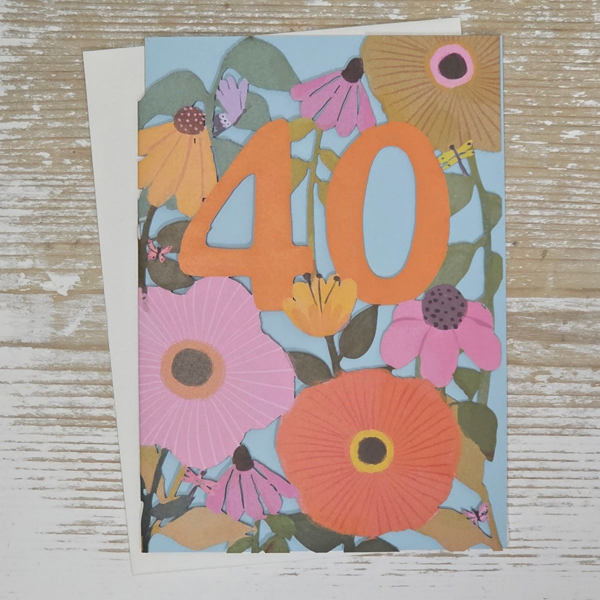 '40' Floral Lasercut Birthday Card