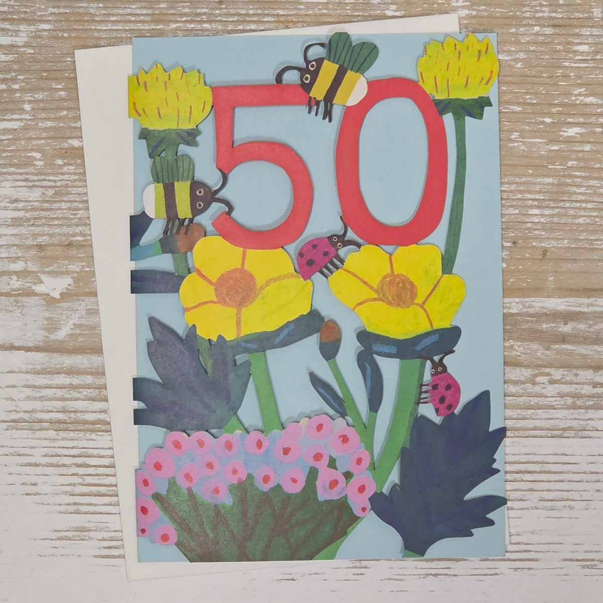'50' Bees Lasercut Birthday Card
