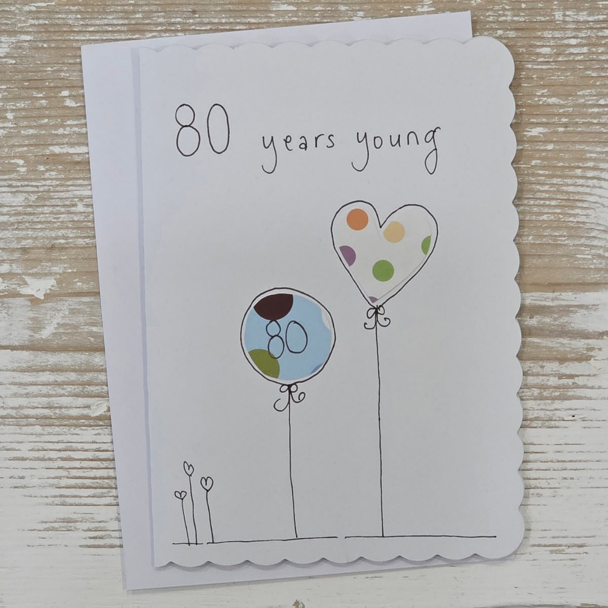 Handmade '80 Years Young' Birthday Card