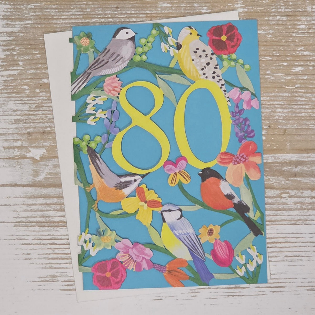 '80' Birdhaven Lasercut Birthday Card