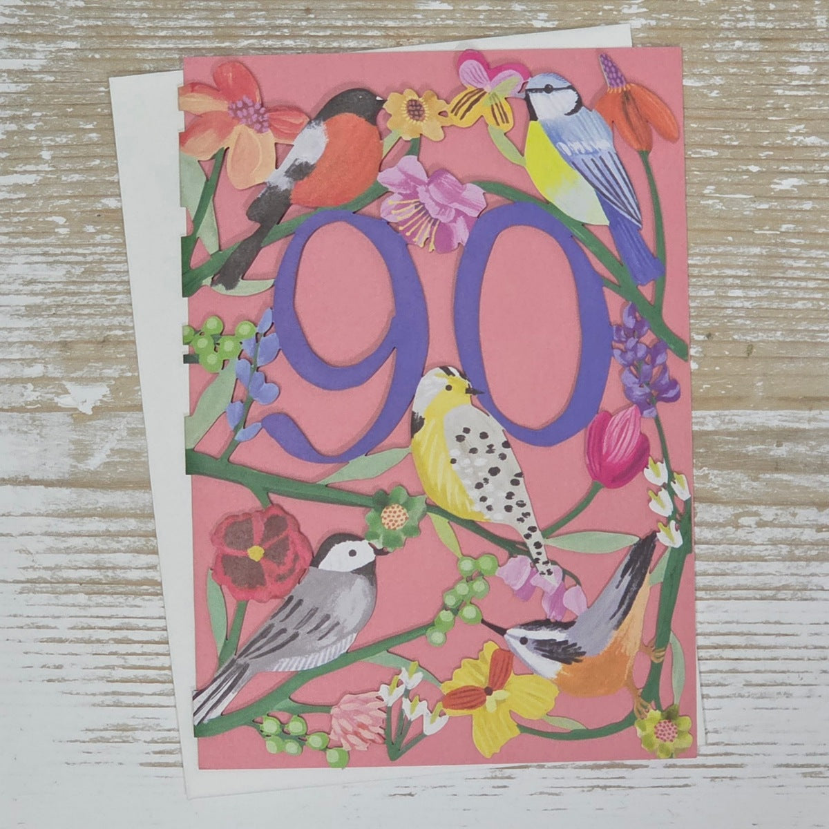'90' Birdhaven Lasercut Birthday Card
