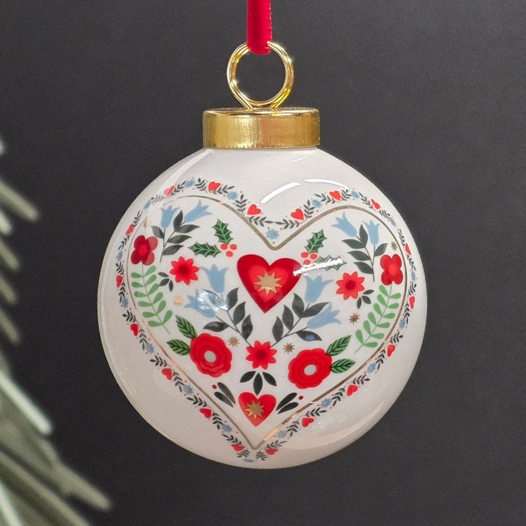 Alpine White Ceramic Bauble Decoration