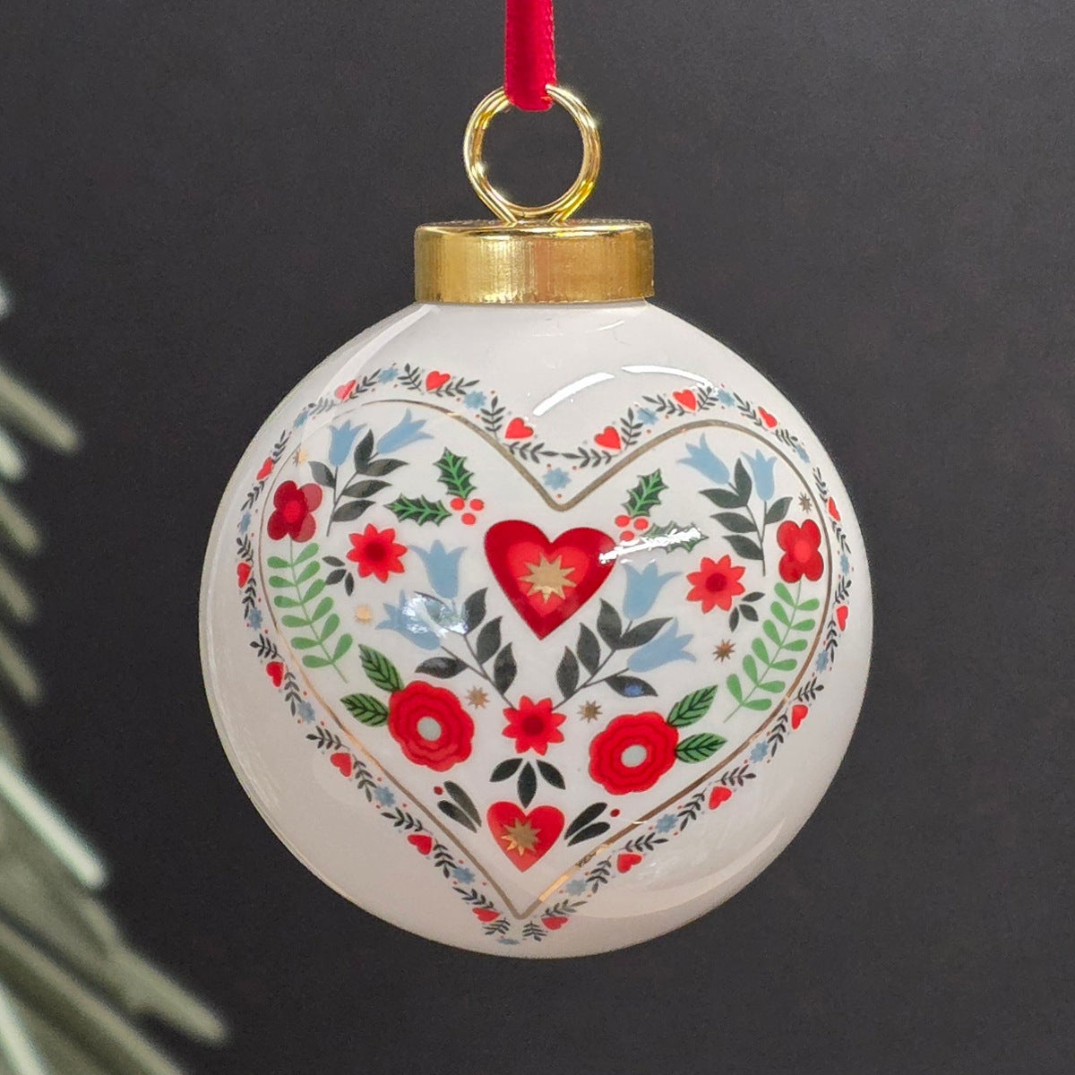 Alpine White Ceramic Bauble Decoration