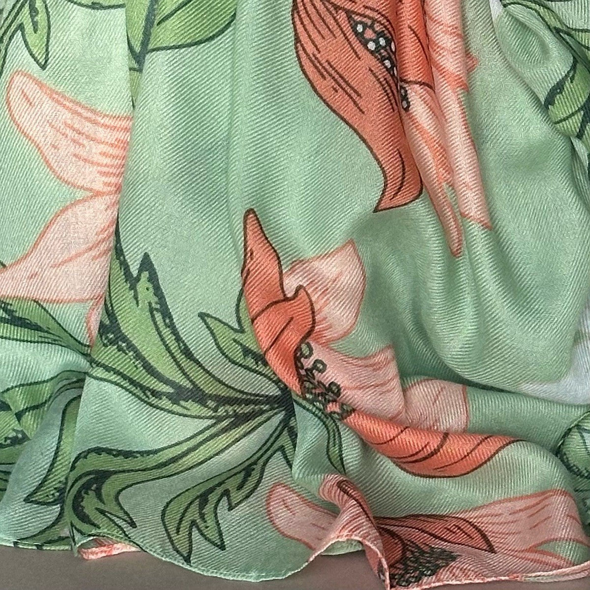 Anemone Print Scarf in Mint Green