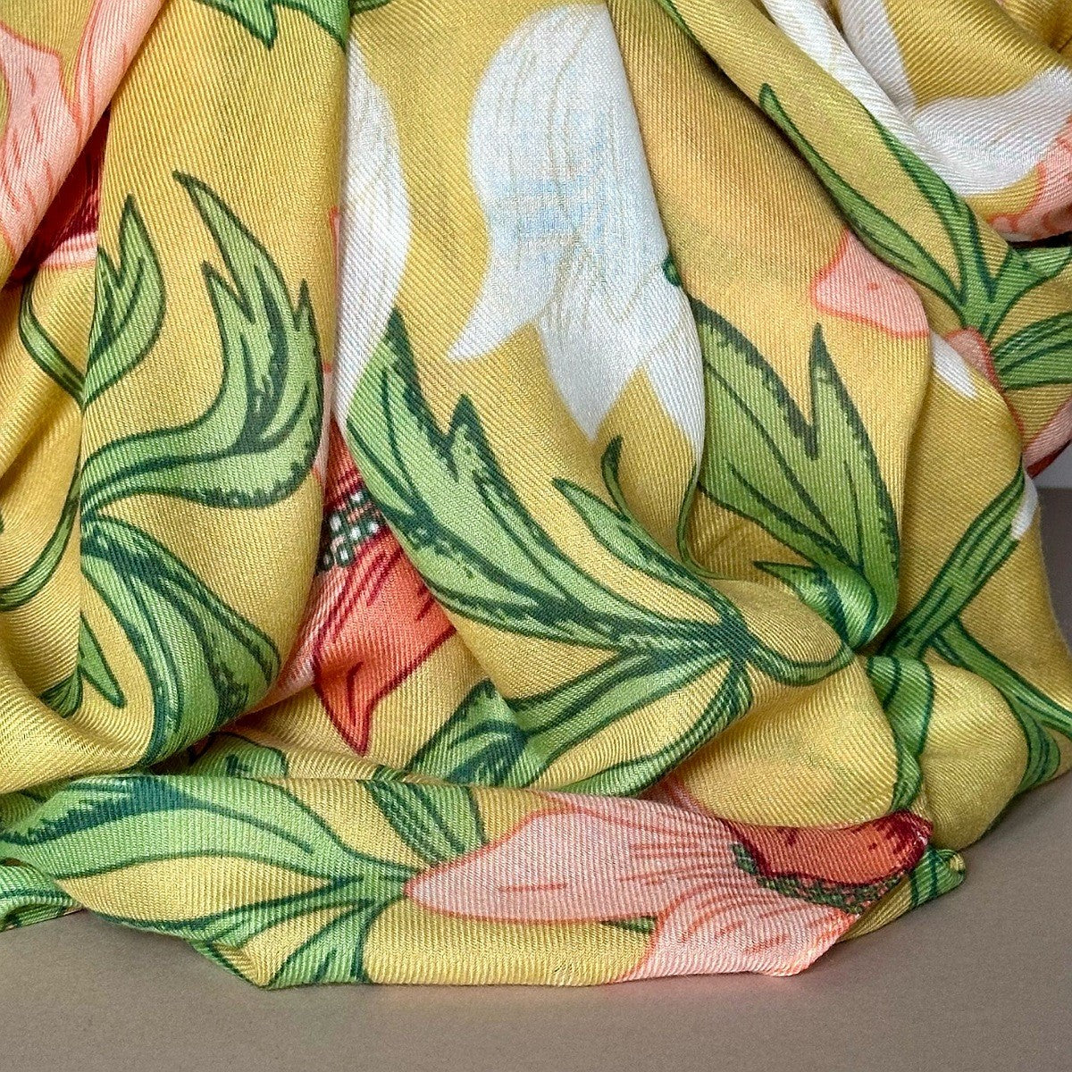 Anemone Print Scarf in Yellow
