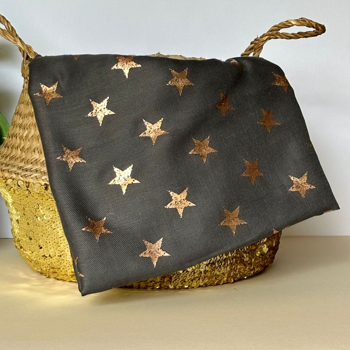 Antique Stars Print Scarf in Charcoal Grey