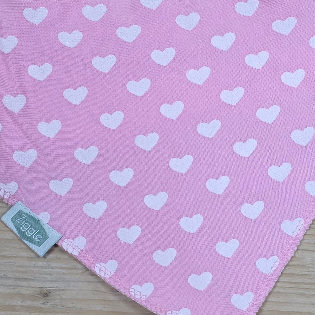 Bandana Dribble Bib - Pink with Hearts