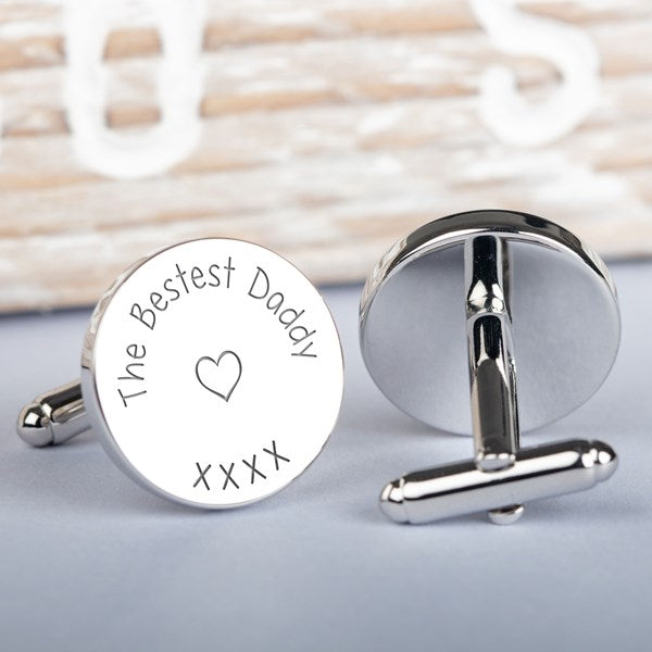 Bestest Daddy Silver Cufflinks