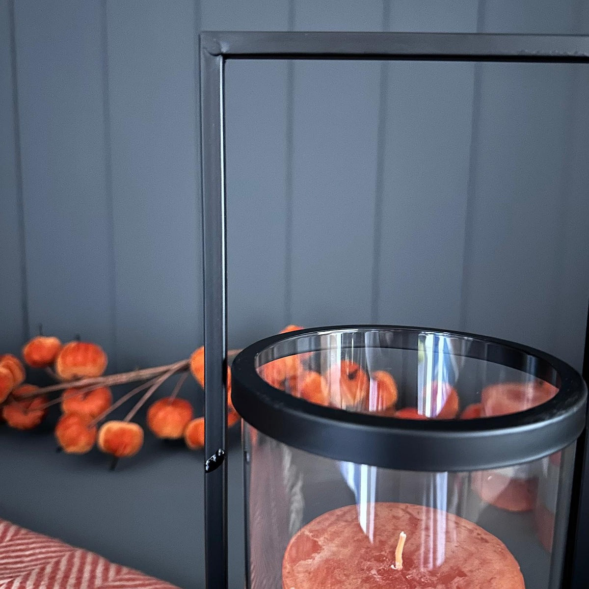 Black Metal and Glass Lantern