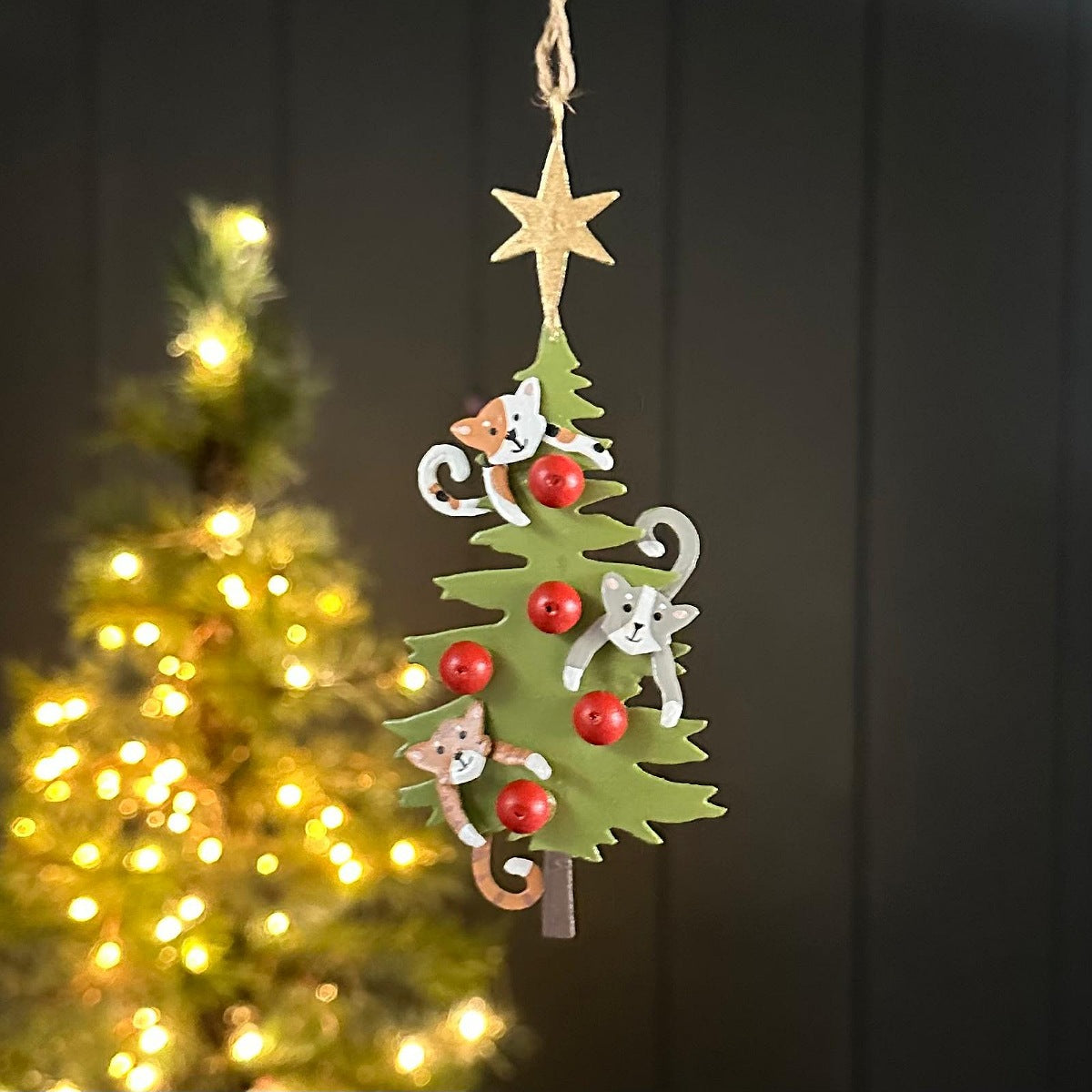 Cats in Christmas Tree Hanging Decoration