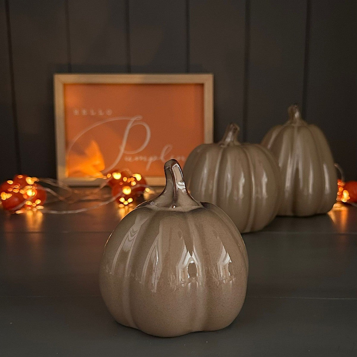Ceramic Brown Pumpkin Decoration