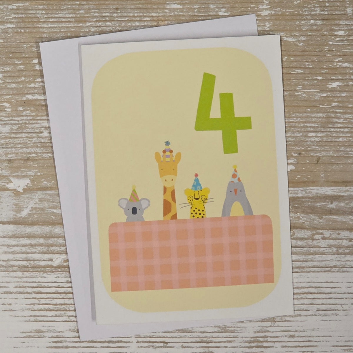 Children's 4th Birthday Party Animals Card