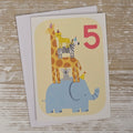 Children's 5th Birthday Party Animals Card