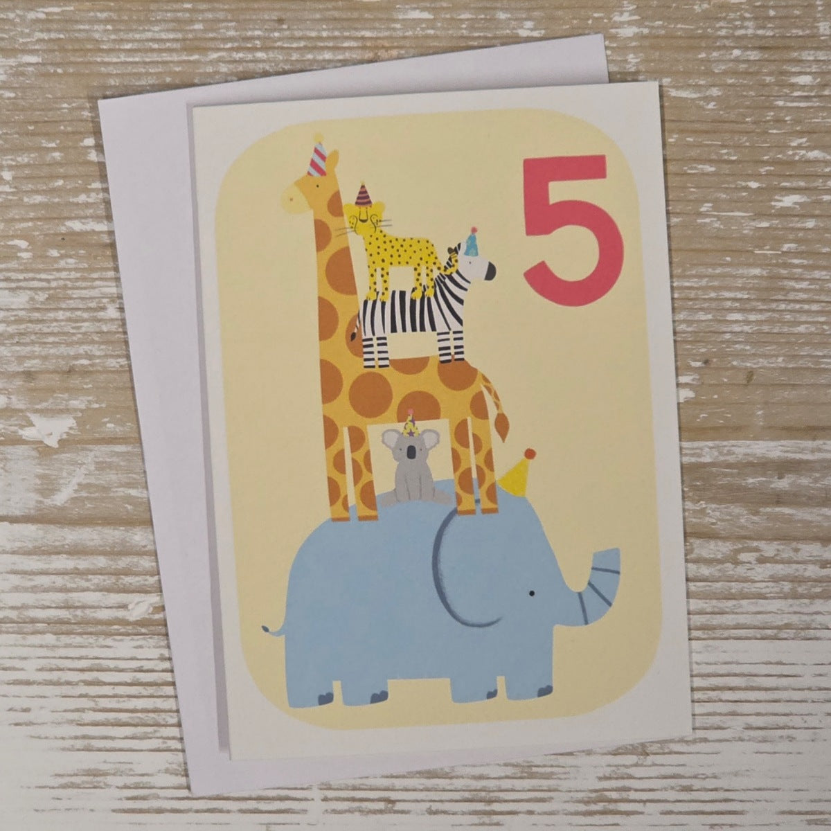 Children's 5th Birthday Party Animals Card