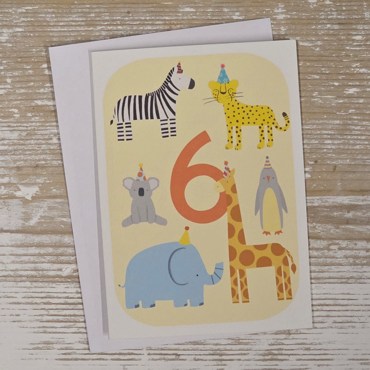 Children's 6th Birthday Party Animals Card