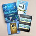Escape from the Aquarium game set for kids with 'Grown-Ups Guide' and 'Answer Booklet'.