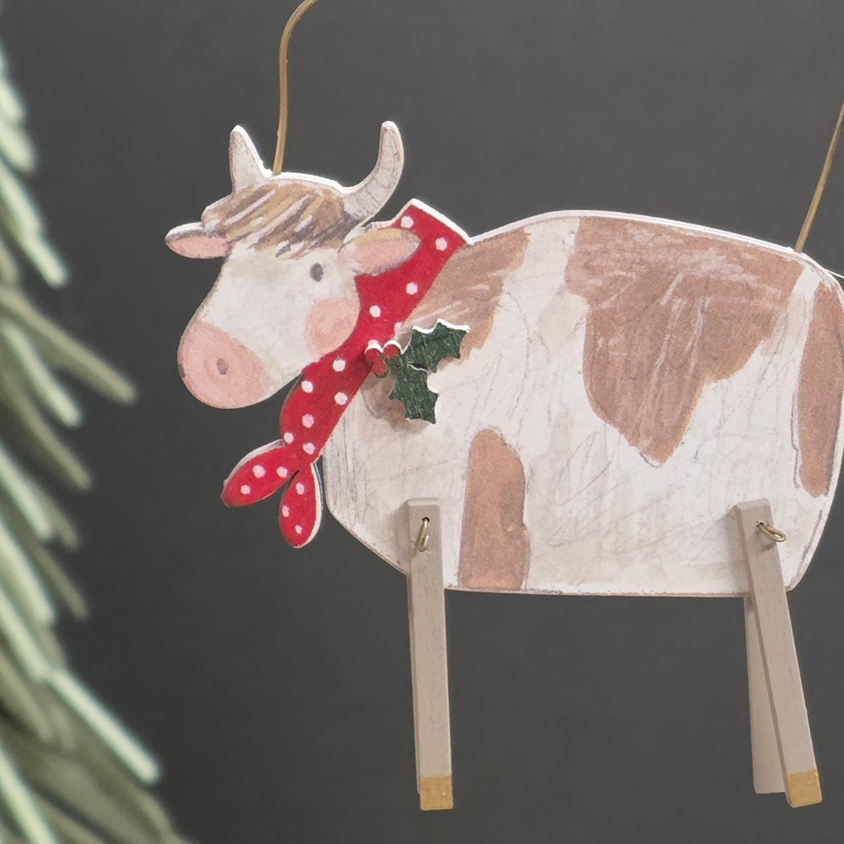 Cow with Scarf Hanging Decoration
