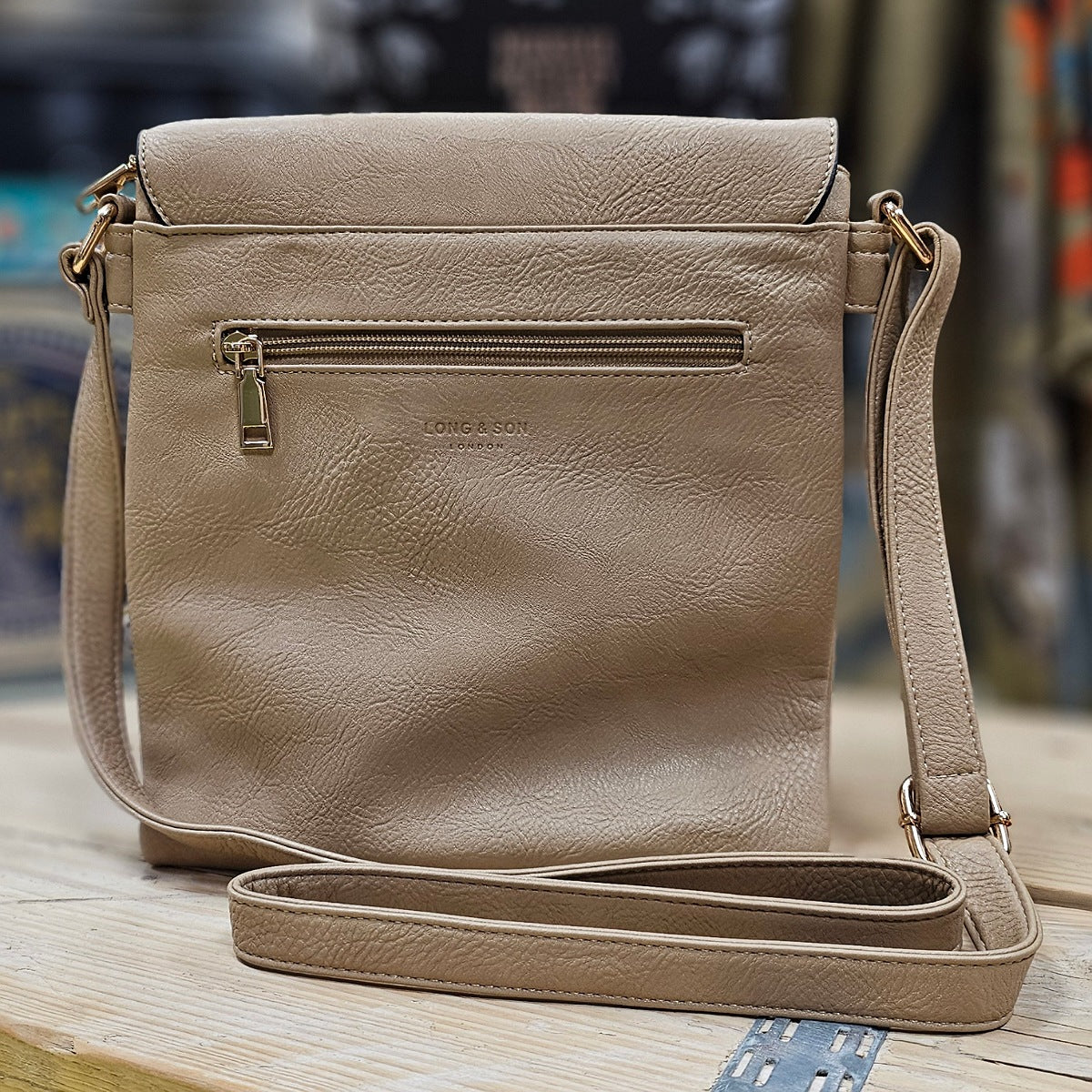 Cross Body Bag With Tassel in Khaki