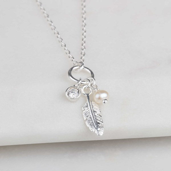 Falling Feather Silver Necklace
