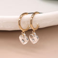 Faux Gold Open Hoop Heart Earrings with Mini Crystal