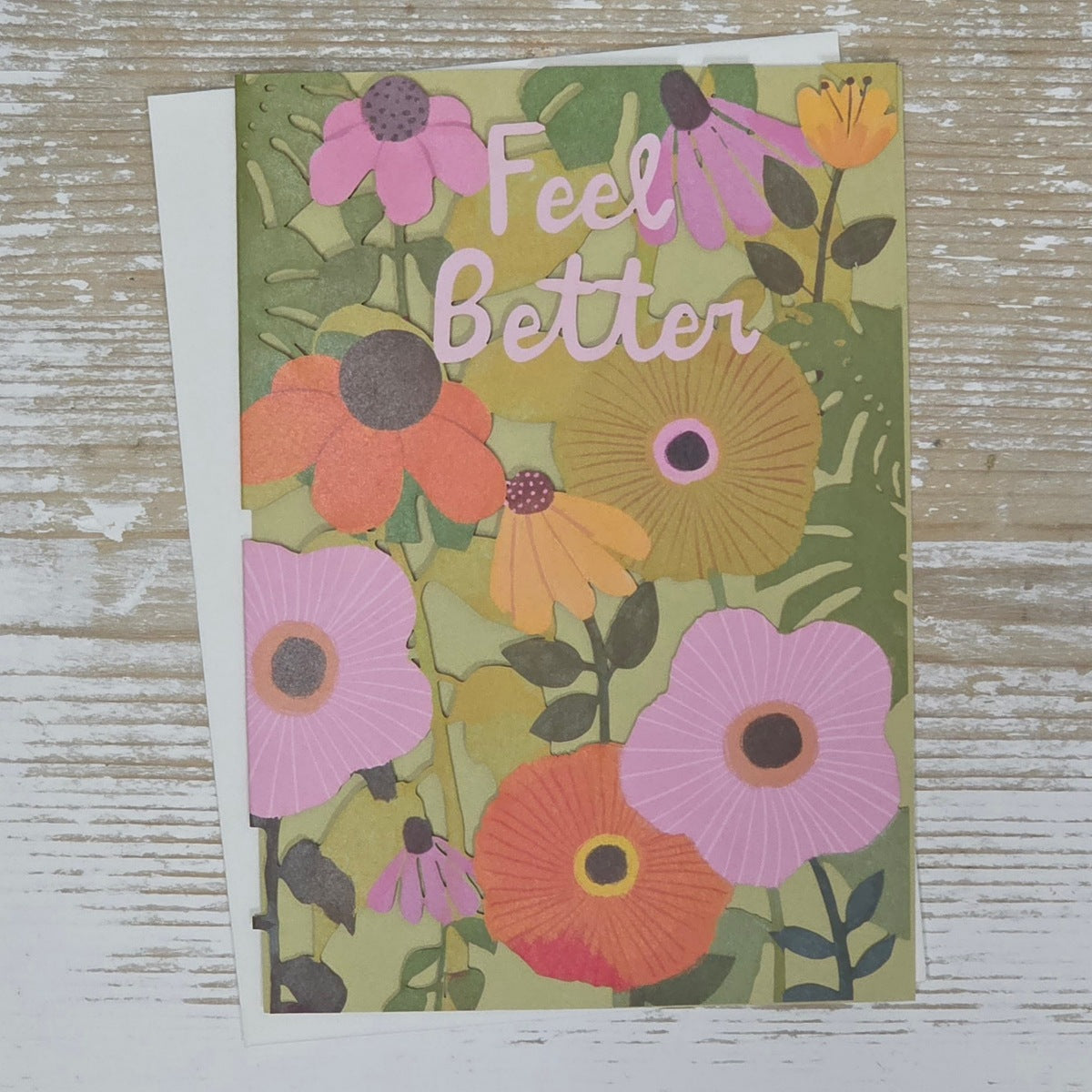'Feel Better' Coneflowers Lasercut Card