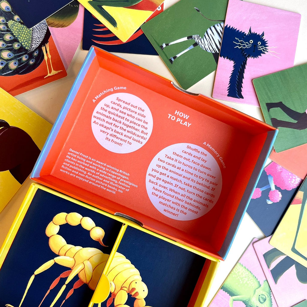Colorful card game with 'How to Play' instructions on a white background