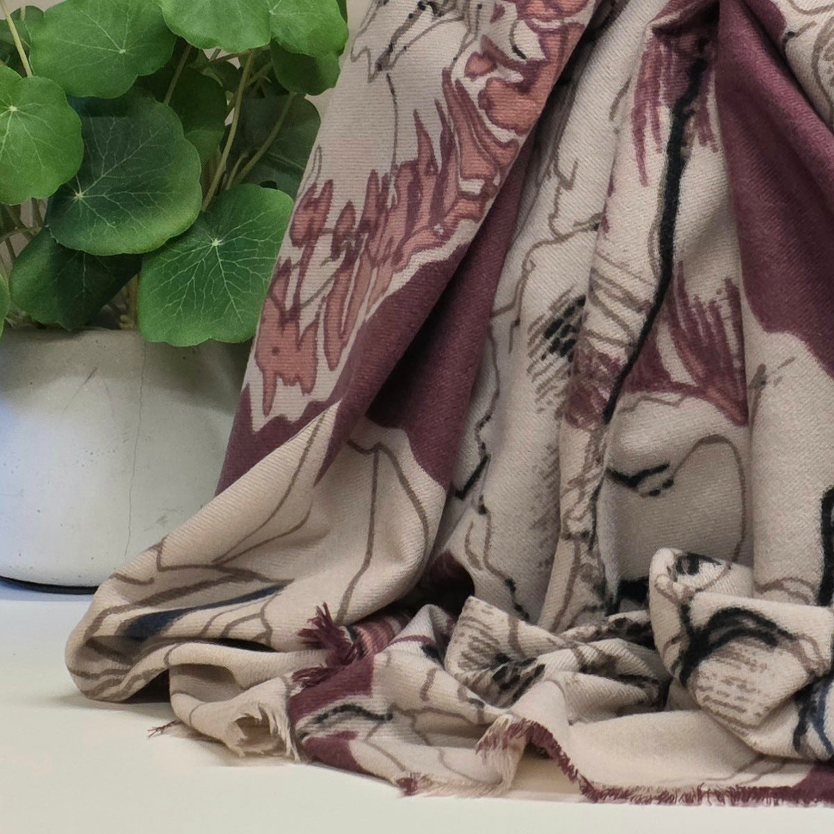 Floral Wrap in Burgundy Red