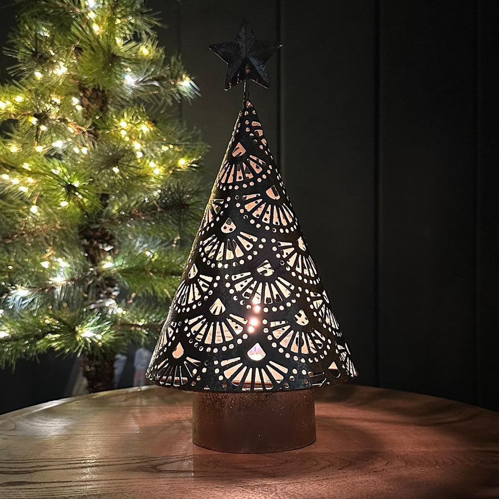Golden Cone Tree Tea Light Holder
