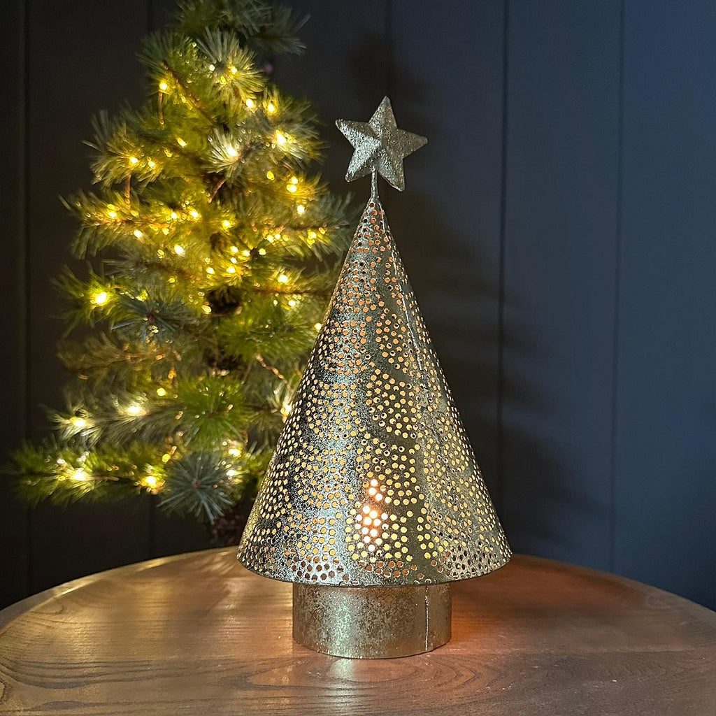 Golden Cone Tree Tea Light Holder