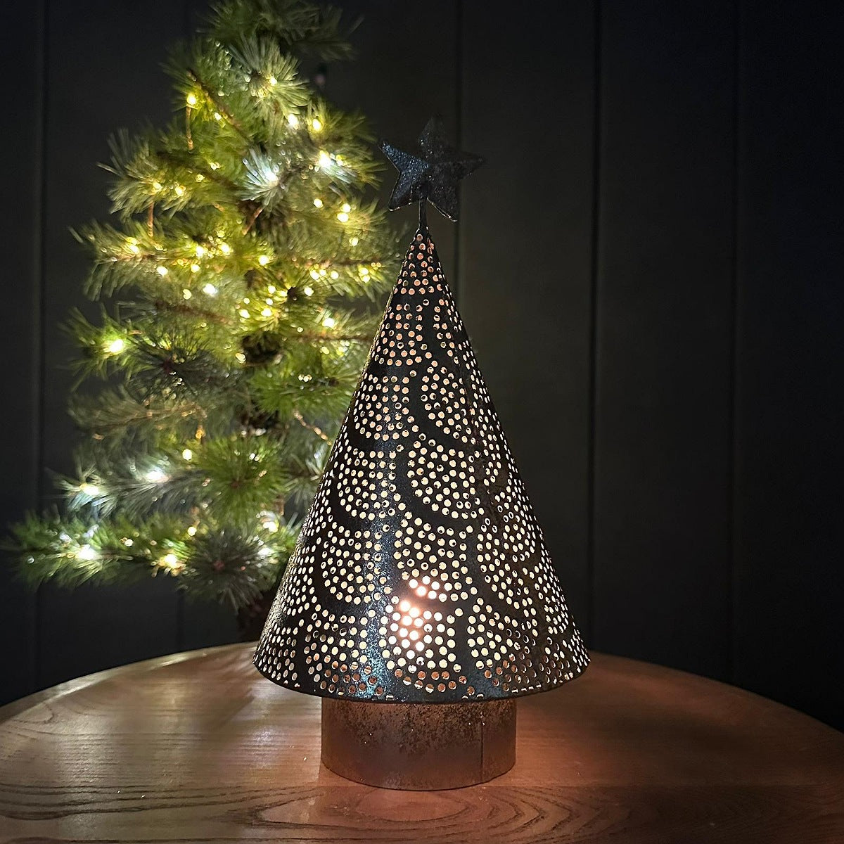 Golden Cone Tree Tea Light Holder