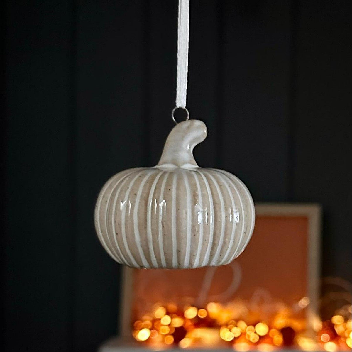 Hanging Ceramic Round Pumpkin