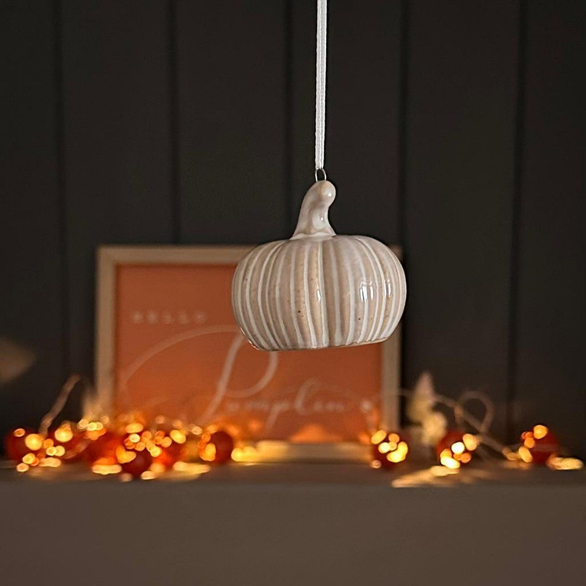 Hanging Ceramic Round Pumpkin