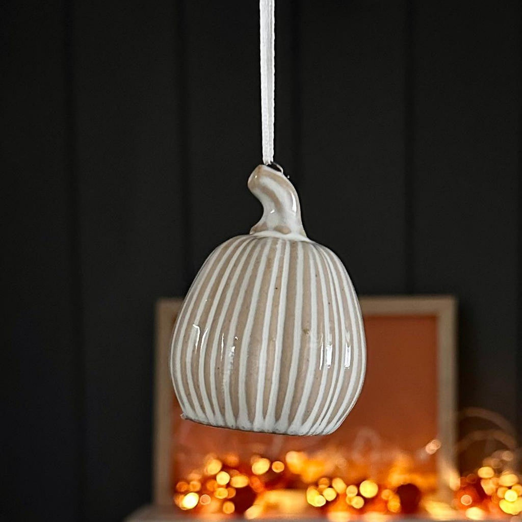 Hanging Ceramic Tall Pumpkin