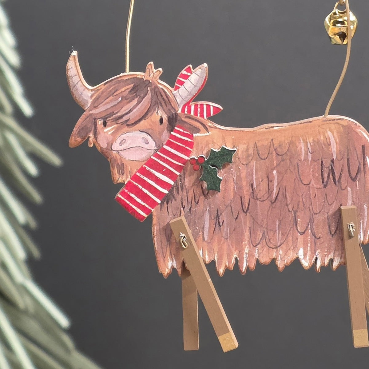 Highland Cow with Scarf Hanging Decoration