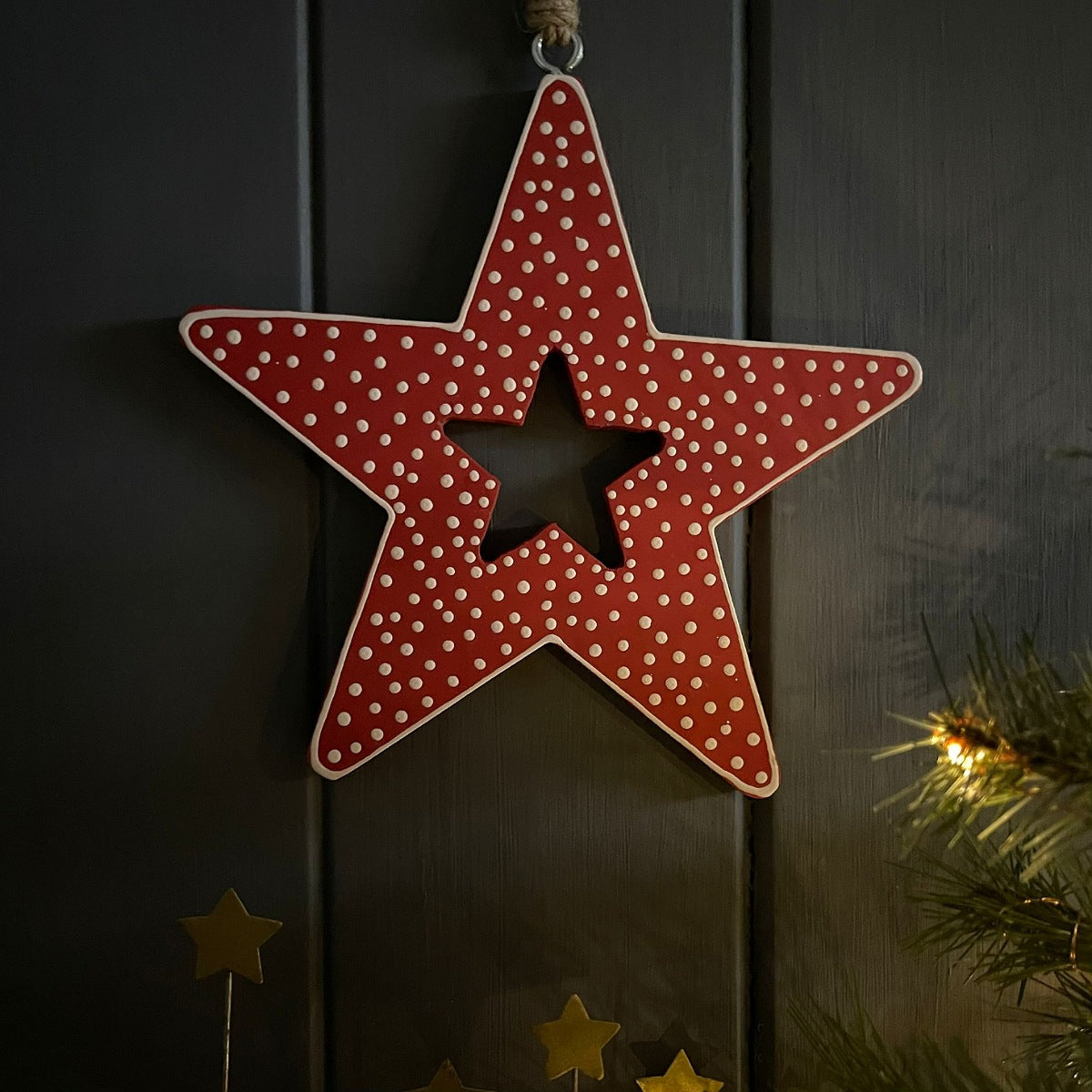 Large Handpainted Hanging Red Star Decoration