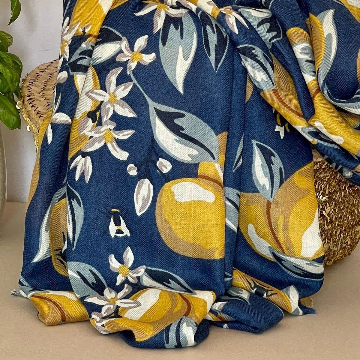 Lemon Tree Scarf in Navy Blue