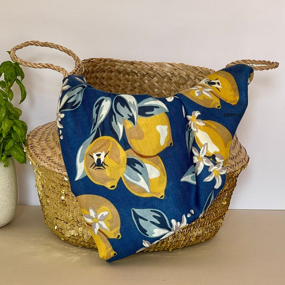 Lemon Tree Scarf in Navy Blue