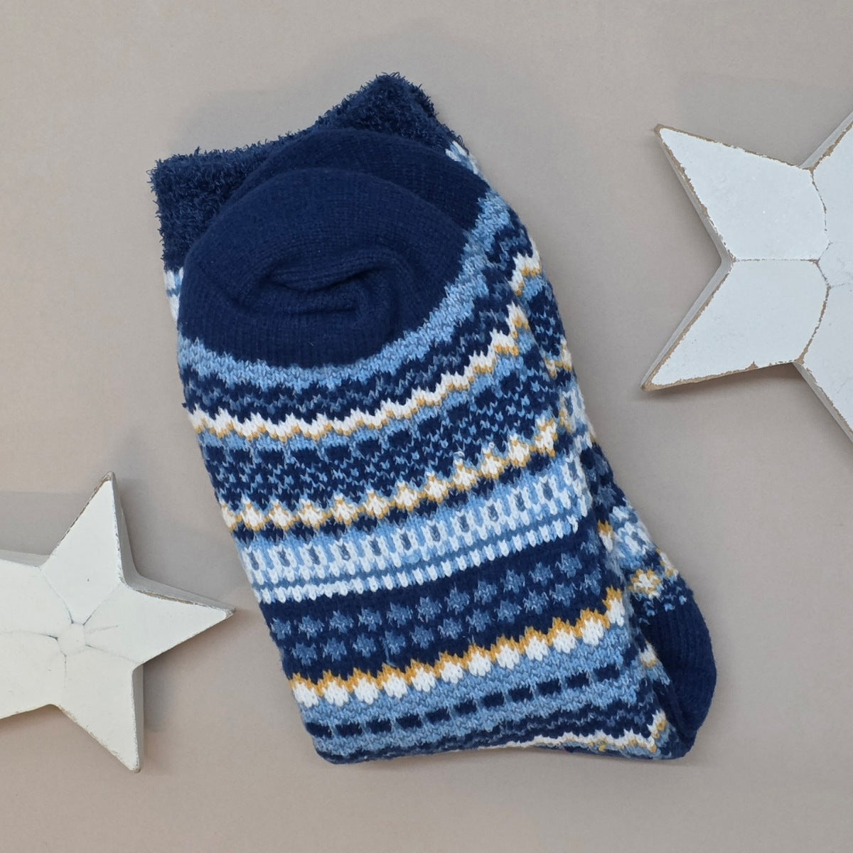 Men's Fair Isle Cabin Socks in Blue