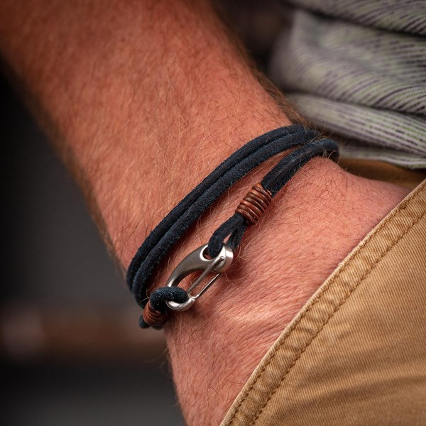 Men's Suede Leather Double Wrap Bracelet