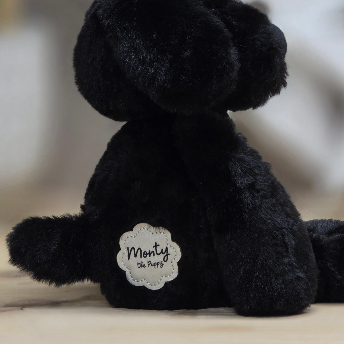 Monty The Plush Long Leg Black Puppy Soft Toy