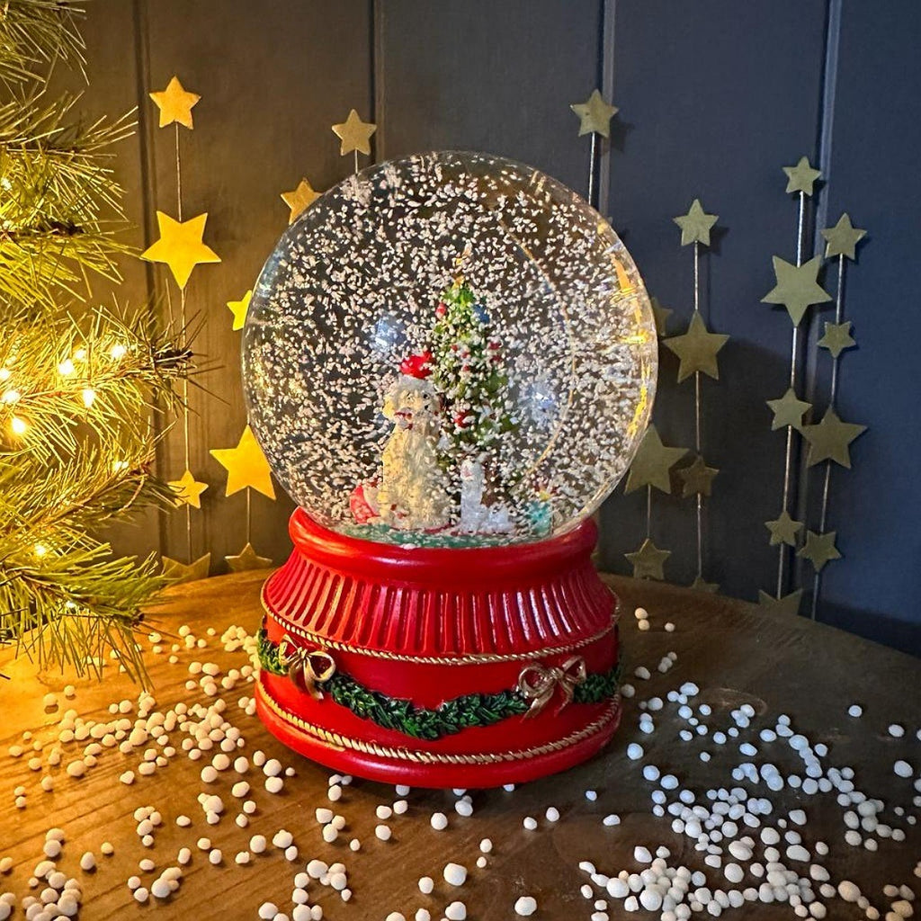 Musical Christmas Tree & Dogs Snowglobe