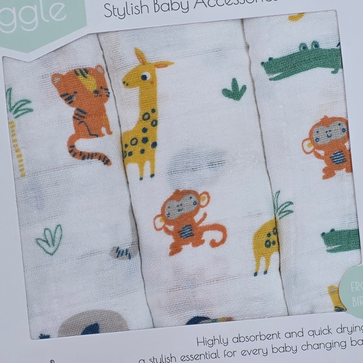 Muslin Squares Set of 3 - Savanna Animals