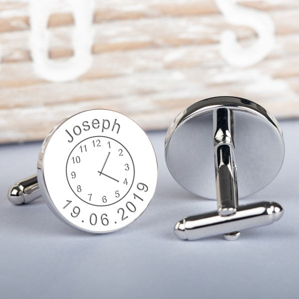 Personalised Any Message And Time Cufflinks