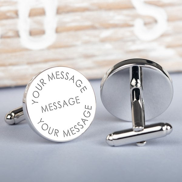 Personalised Any Message And Time Silver Cufflinks