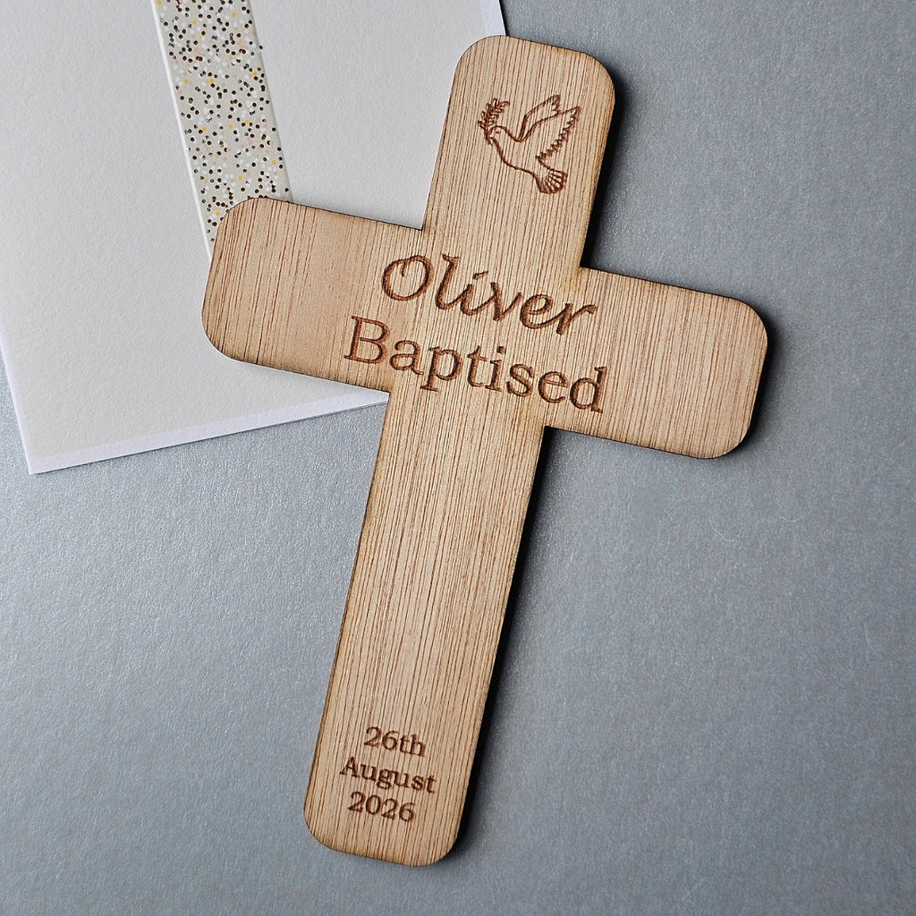 Personalised Baptism Cross Wooden Decoration