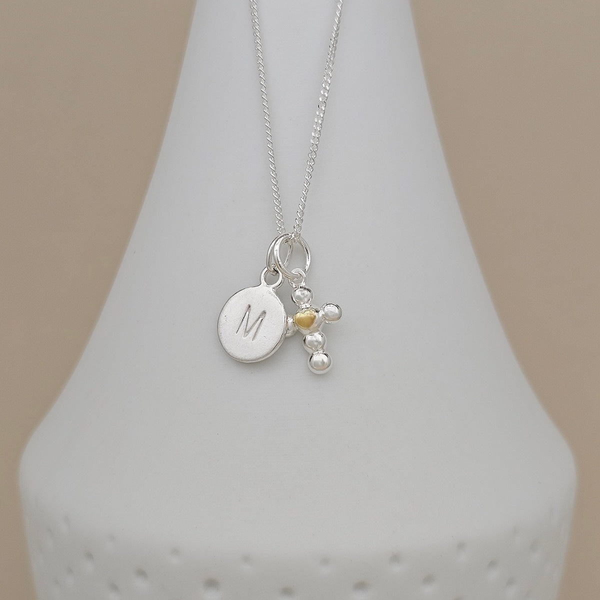 Personalised Children's Two Tone Cross Necklace