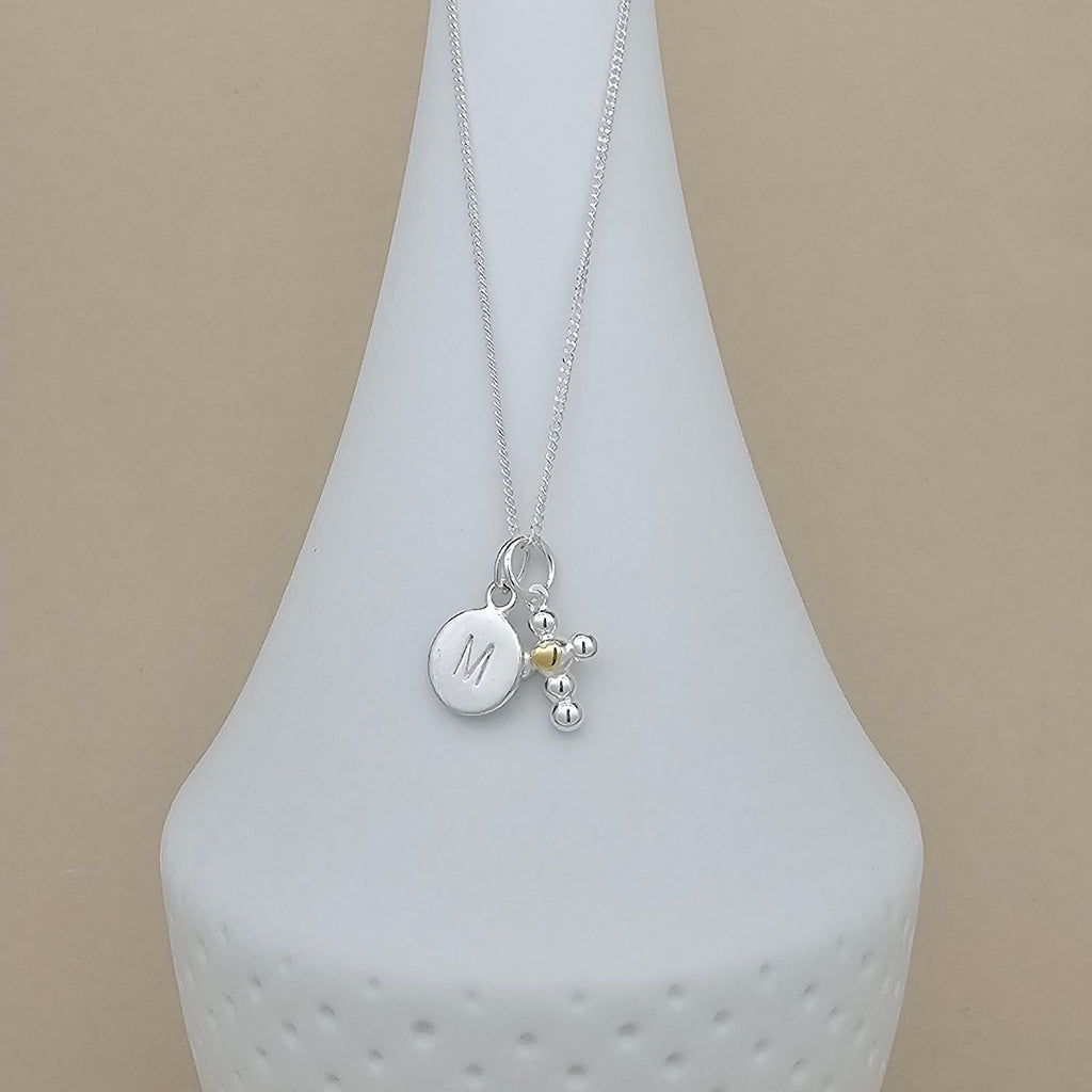 Personalised Children's Two Tone Cross Necklace