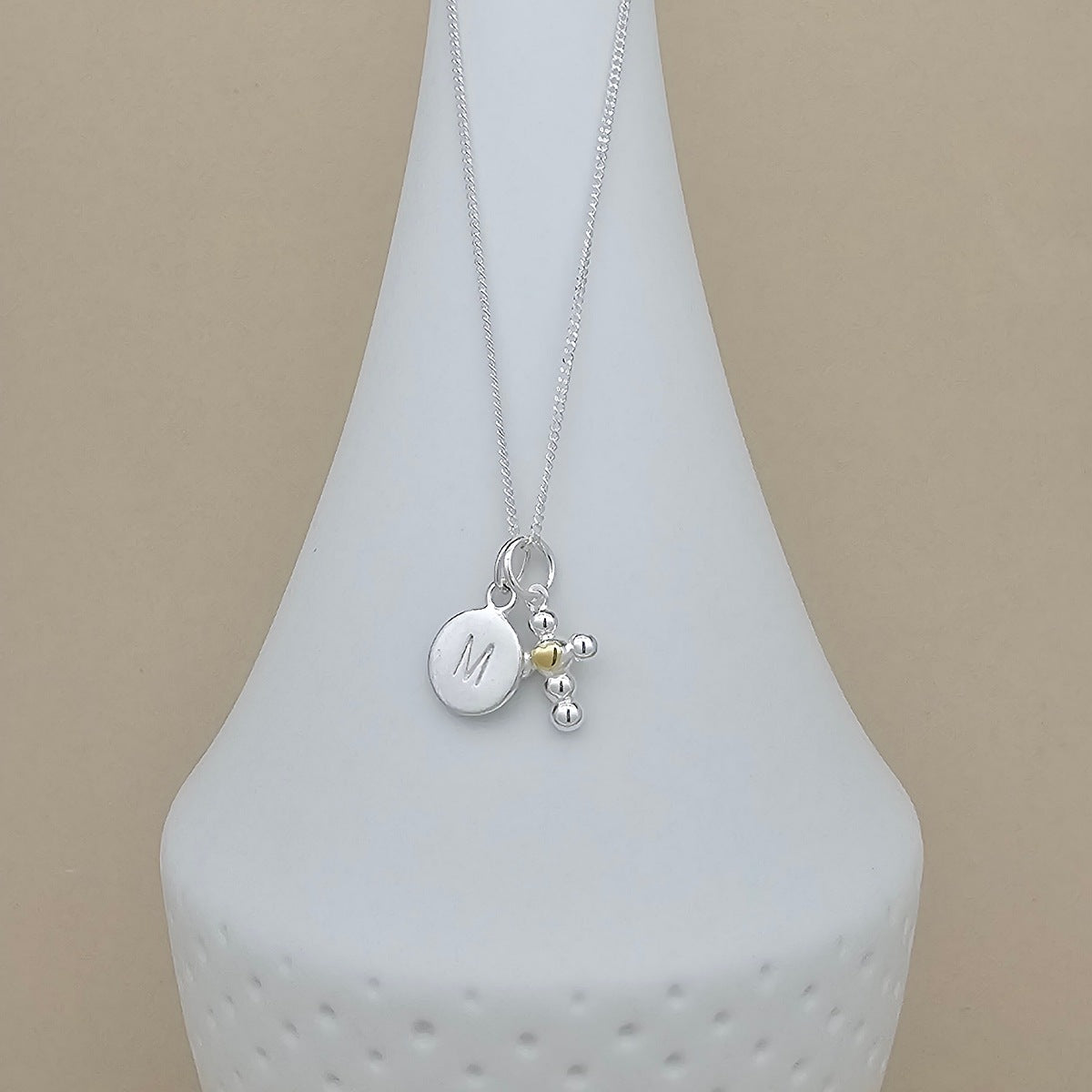 Personalised Children's Two Tone Cross Necklace